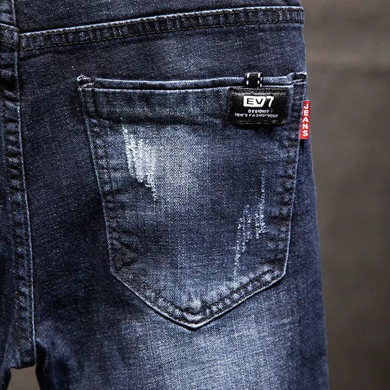 Jean Slim Déchiré Usé Tsingyi – Style Casual, Effet Moustache &amp; Confort Stretch