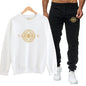 Men's autumn round neck sweatshirt set, luxurious printed simple casual sports set
