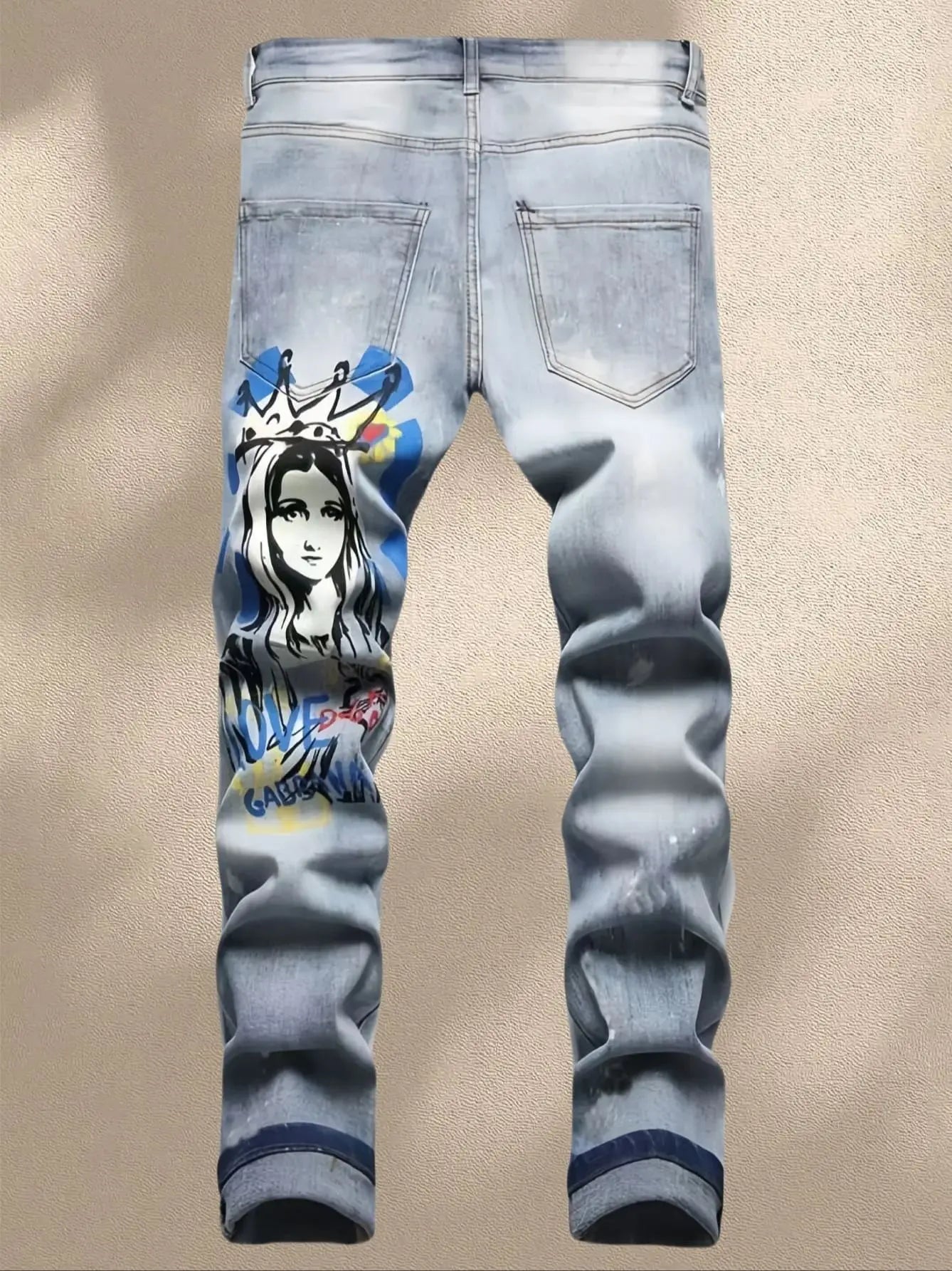 Jean Slim High Street KING JEANS – Motif Abstrait, Appliques &amp; Confort Stretch