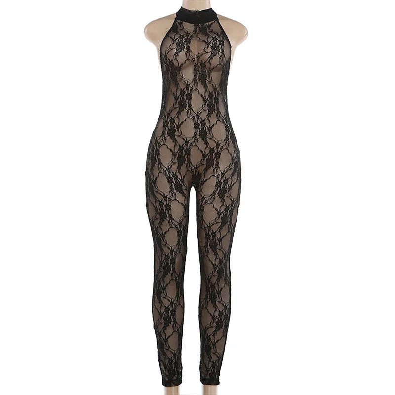 Combinaison Slim en Dentelle Ajourée – Élégance "High Street" par Foamlina