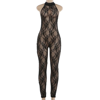 Combinaison Slim en Dentelle Ajourée – Élégance "High Street" par Foamlina