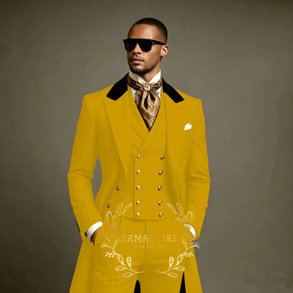 Costume de Mariage Formel – Coupe Droite, Veste Longue Toutes Saisons (Mélange Coton, Polyester &amp; Viscose)