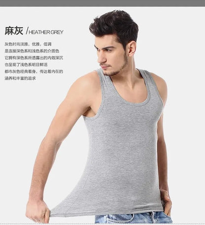 1/3 Pieces Men's Solid Color Basic Cotton Vest Youth Slim Exercise Sweat-absorbent T-shirt Middle-aged Comfortable Bottoming