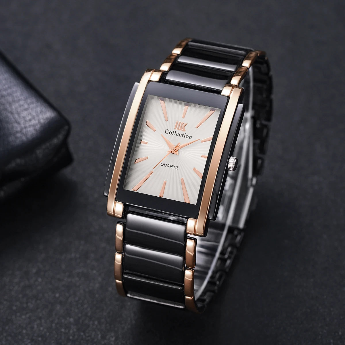 Fashion Rectangle Men Business Watches Luxury Stainless Steel Strap Quartz Wristwatch For Mens Clock Reloj Hombre（Without Box）