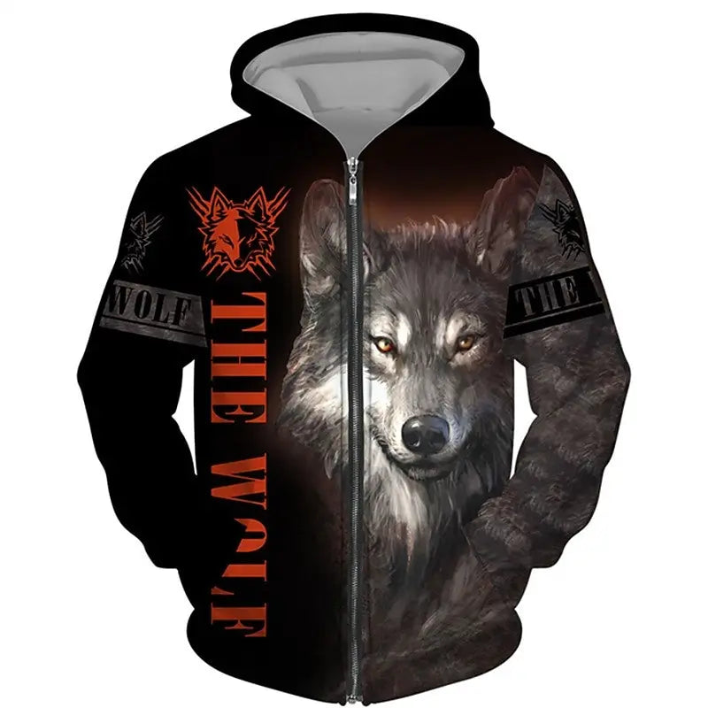 Animal Wolf 3D Print Hoodies Men Women Casual Fashion Streetwear Oversized Sweatshirts Zipper Hoodie Male Tracksuit Man Clothing