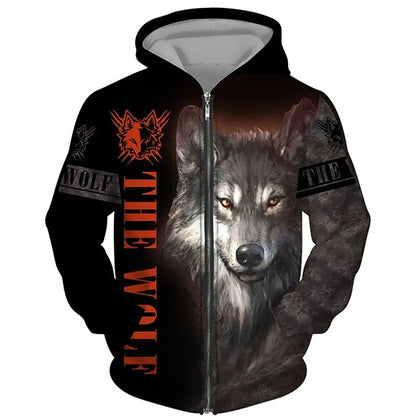 Animal Wolf 3D Print Hoodies Men Women Casual Fashion Streetwear Oversized Sweatshirts Zipper Hoodie Male Tracksuit Man Clothing