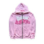 Men's Retro American Letter Zipper Printed Hooded Sweatshirt, Unisex Autumn and Winter Open Cardigan