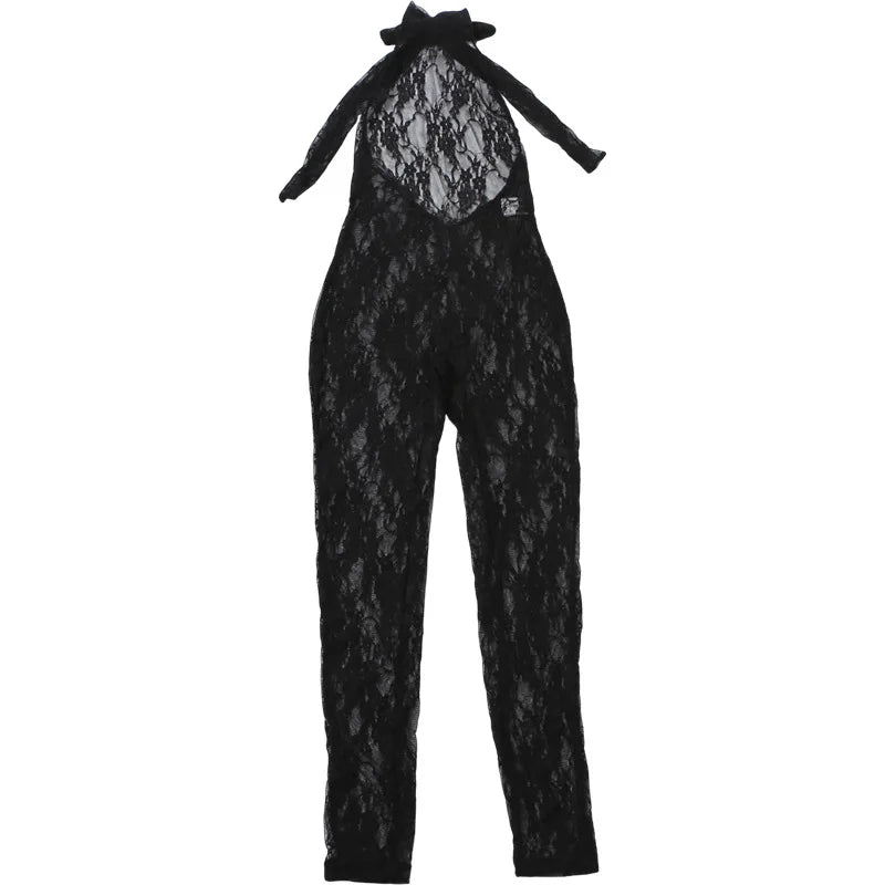 Combinaison Slim en Dentelle Ajourée – Élégance "High Street" par Foamlina