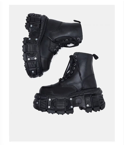 Leather Heightened 10cm Thick-soled Men's High-top British Style 2025 New Trendy Men's Boots