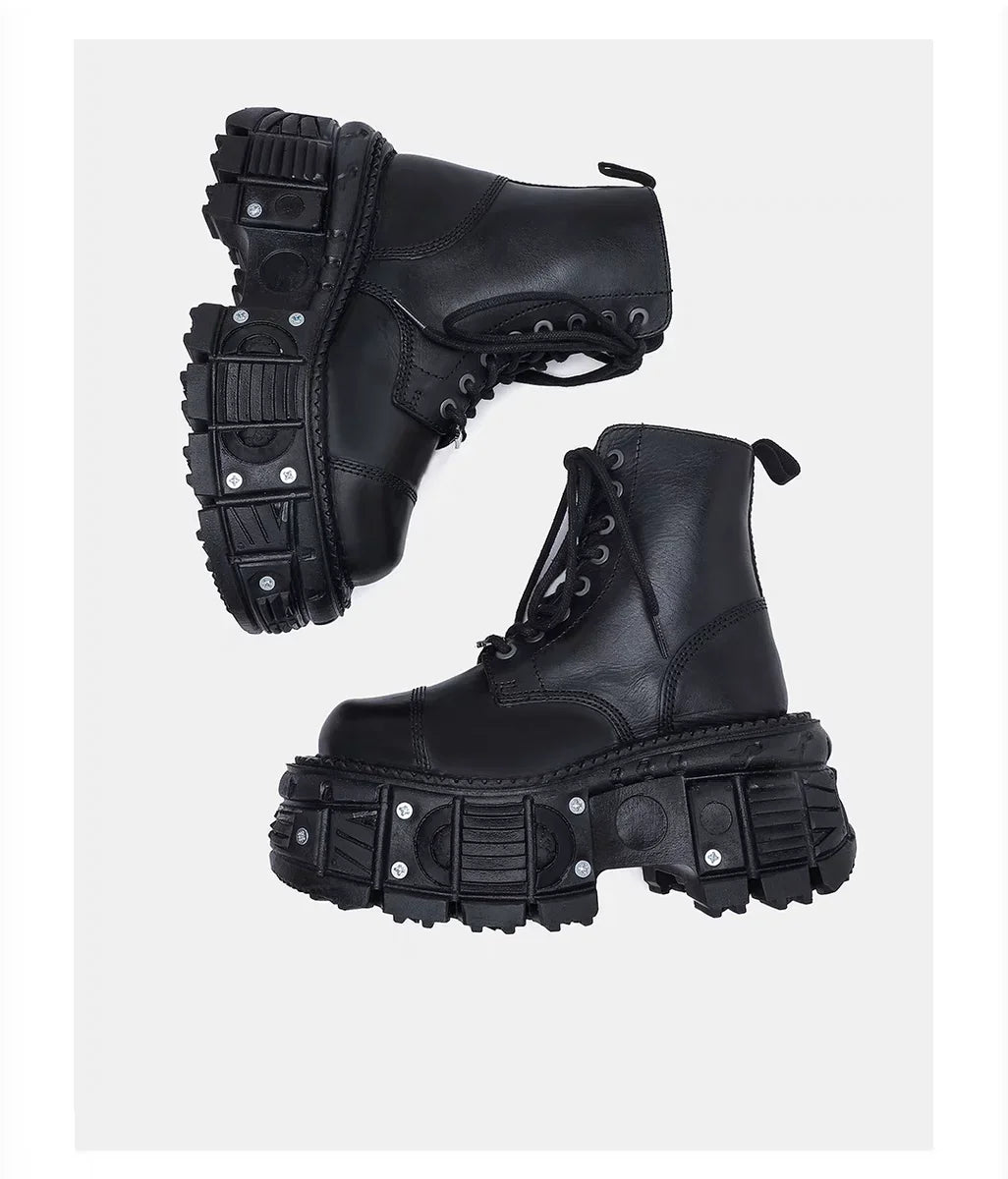 Leather Heightened 10cm Thick-soled Men's High-top British Style 2025 New Trendy Men's Boots