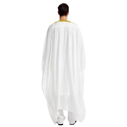 Islamic Men's Embroidered Prayer Robe Moroccan Open Abaya Kimono Eid Al Fitr Traditional Muslim Costume