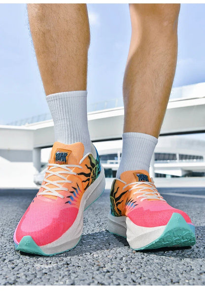 Marathon Men Running Shoes Carbon Board Sports Breathable Comfortable Athletic Air Cushion Women's Lightweight Nonskid Sneakers
