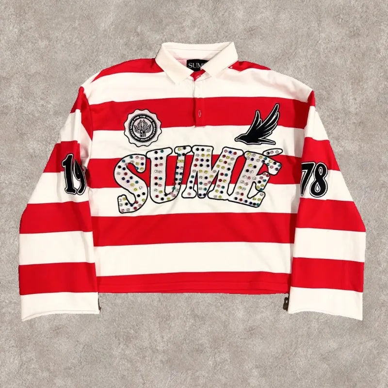 Polo Rugby Rétro Y2K BiggOrange – Style Hip-Hop, Broderies &amp; Coupe Boxy