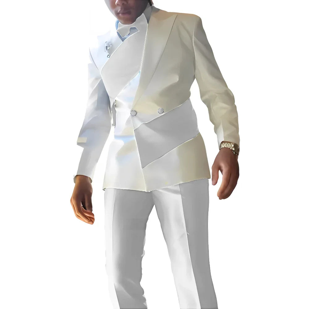 Elegant Men's Suit 2-piece Wedding Tuxedo Groom Slim Fit Suit Colorblock Jacket Pants XS-5XL For Men Blazer