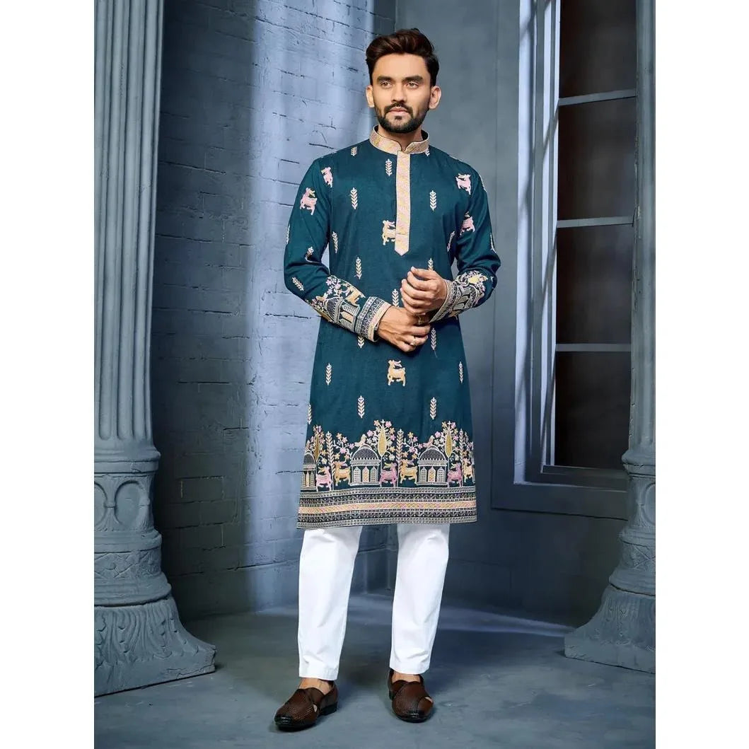 Muslim Kurtta Caftan Dubai Men'S Robe Long-Sleeved Ethnic Style 2026 Stand Collar Arabic Clothing National style Middle Eastern