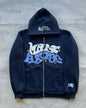 Men's Retro American Letter Zipper Printed Hooded Sweatshirt, Unisex Autumn and Winter Open Cardigan