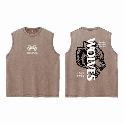 Darc Wolves Sport Vintage Washed Vest Tees Gym Bodybuilding Fitness Sleeveless T Shirts Basketball Workout Darcs Tank Tops
