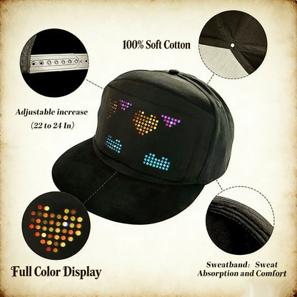 App Control LED Display Up Baseball Caps Hats Bluetooth Personalized Customized New Messages Era for Parties, Birthdays, Gifts