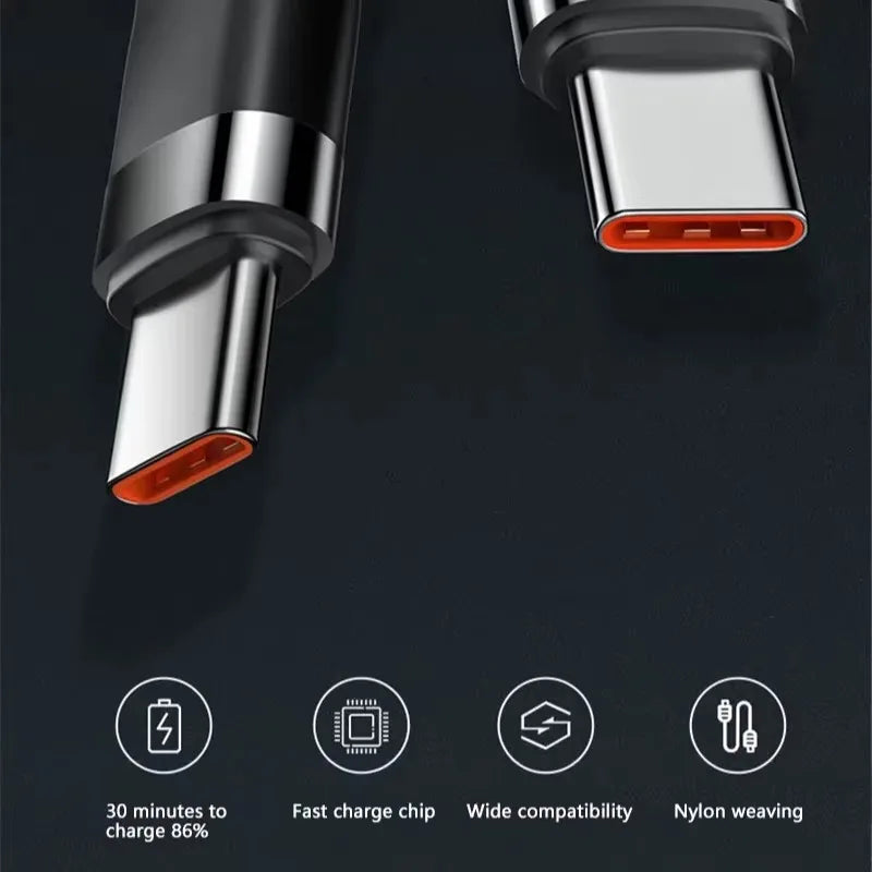 120W Fast Charge Cable  PD Quick Charging High Quality USB C TO USB Type C Cable For iPhone Xiaomi 17 Plus Pro Max Samsung S24