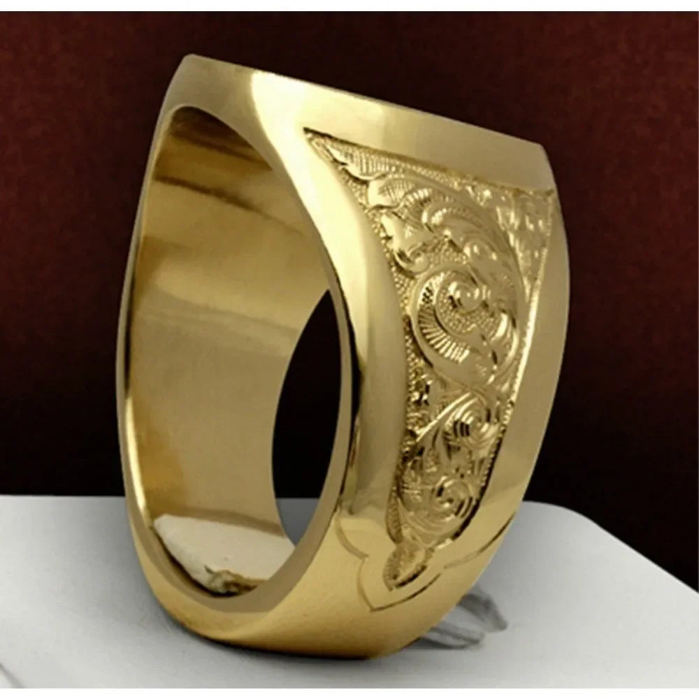 Simple Fashion Niche Domineering Crown Lion Ring Royal Seal Personalized Domineering Street Fashion Party Men's Ring Accessories