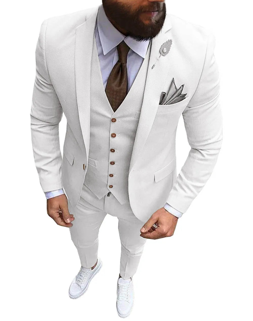 New Pink Men's 3 Pieces Suit Formal Business Notch Lapel Slim Fit Tuxedos Best Man Blazer For Wedding(Blazer+Vest+Pants)