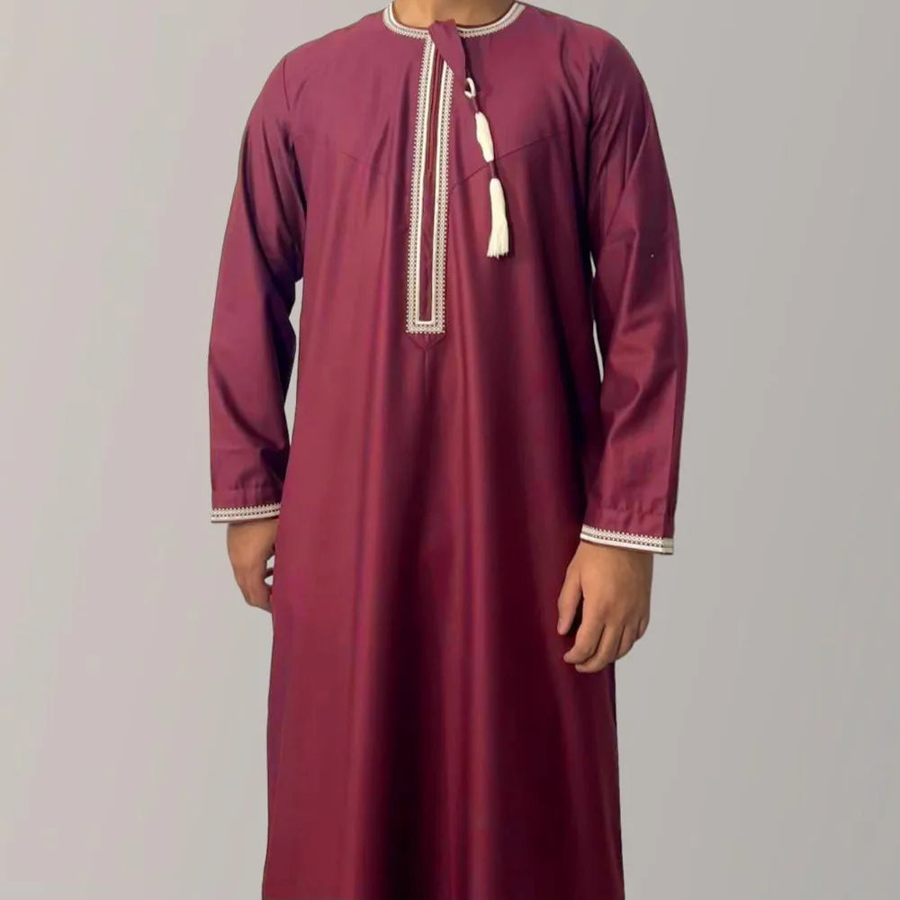 New Muslim Men Long Sleeve Pullover Dress Abaya Daffah Jubba Thobe Pakistan Saudi Arab Kaftan Islam Clothing Prayer Robe Afghan