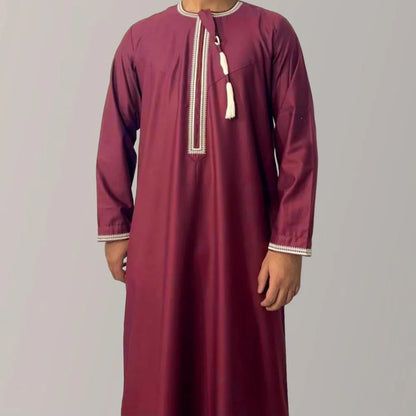 New Muslim Men Long Sleeve Pullover Dress Abaya Daffah Jubba Thobe Pakistan Saudi Arab Kaftan Islam Clothing Prayer Robe Afghan