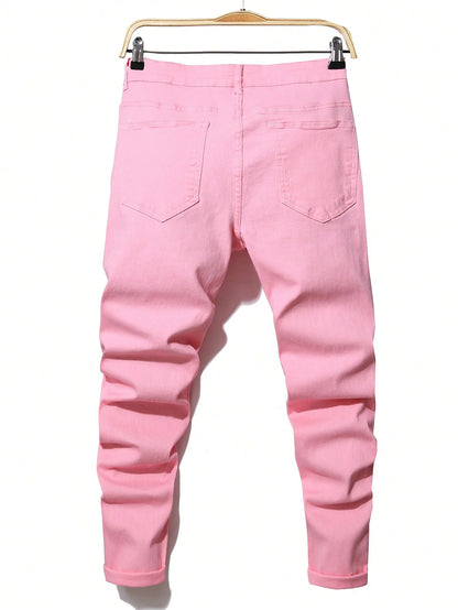 Jean Slim en Denim Lourd Stretch LVCCCI'S – Style Preppy &amp; Finitions Lettrées