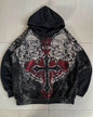 Explosions Y2K Hooded sweater Men American Retro Hip-Hop Street Graffiti Unisex Zipper Hoodie Fashion Printed Pattern Sweatshirt