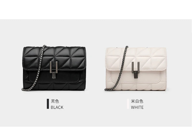 Black Luxury Handbags And Purse Women PU Leather Messenger Shoulder Bag Plaid Female Crossbody Bag Tassel Quilted Brand