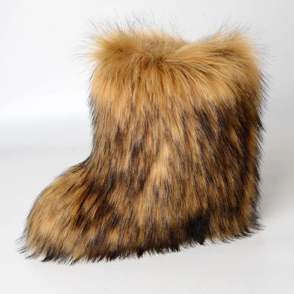 Bottes de Neige de Luxe en Fausse Fourrure EAEOVNI – Chaleur, Style &amp; Confort Gothique Chic
