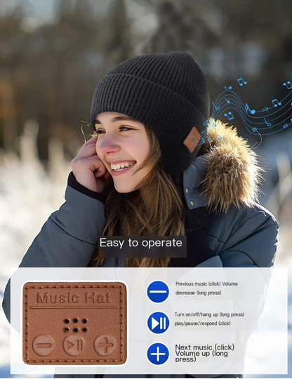 Wireless Bluetooth Earphone Hat Headset Rechargeable With Microphone Light  Weight Removable Keep Warm Listen Music Headphone