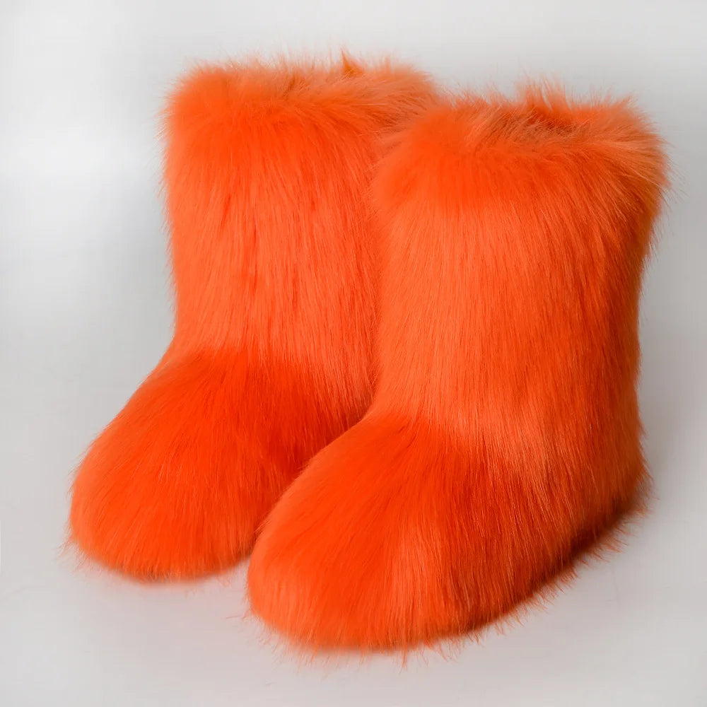 Bottes de Neige de Luxe en Fausse Fourrure EAEOVNI – Chaleur Extrême &amp; Style Hivernal Glamour