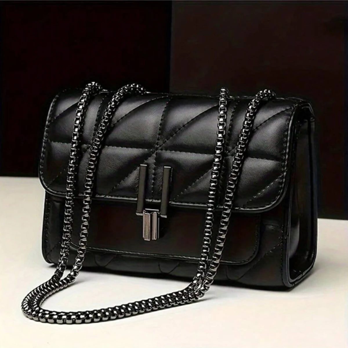 Black Luxury Handbags And Purse Women PU Leather Messenger Shoulder Bag Plaid Female Crossbody Bag Tassel Quilted Brand