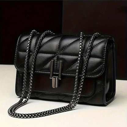 Black Luxury Handbags And Purse Women PU Leather Messenger Shoulder Bag Plaid Female Crossbody Bag Tassel Quilted Brand