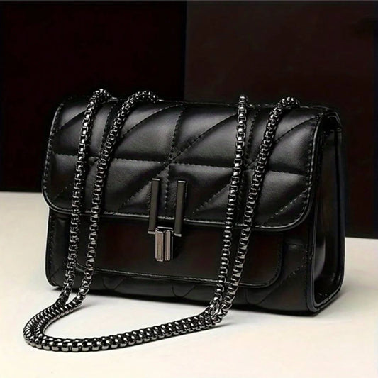 Black Luxury Handbags And Purse Women PU Leather Messenger Shoulder Bag Plaid Female Crossbody Bag Tassel Quilted Brand