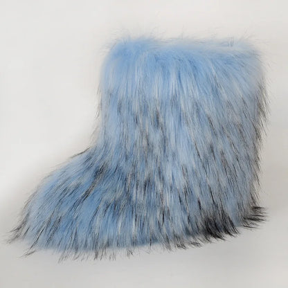 Bottes de Neige de Luxe en Fausse Fourrure EAEOVNI – Chaleur Extrême &amp; Style Hivernal Glamour