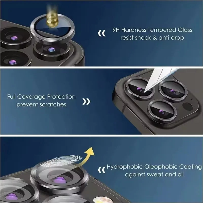 3Pcs Metal Lens Protector Glass for IPhone 16 13 12 11 14 15 Pro Max Mini Back Camera Lens Protection for IPhone 14 15 16 Plus