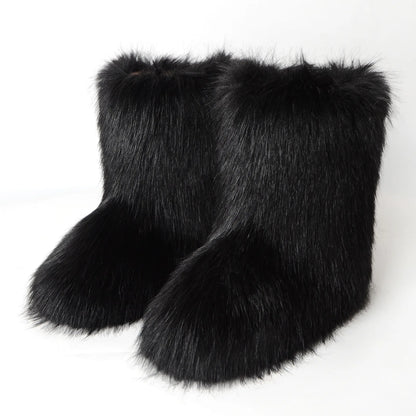 Bottes de Neige de Luxe en Fausse Fourrure EAEOVNI – Chaleur Extrême &amp; Style Hivernal Glamour