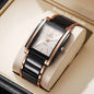 Fashion Rectangle Men Business Watches Luxury Stainless Steel Strap Quartz Wristwatch For Mens Clock Reloj Hombre（Without Box）