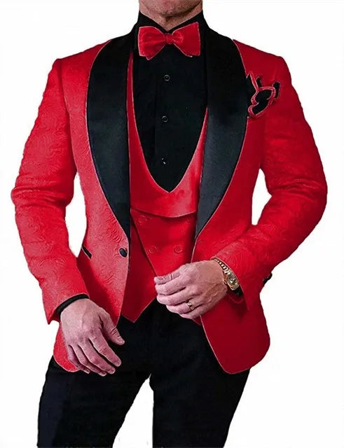 Men's Wedding Suit 2023 Italian Design Custom Black Smoking Tuxedo Jacket 3-piece Set (coat Vest Pants) Men's Groom Terno Suit