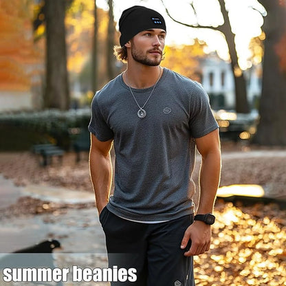 Wireless Stereo Bluetooth Headphone Summer Beanie Sleep Soft Cotton Cap Lightweight Running Earphone Headset Sports Music Hat