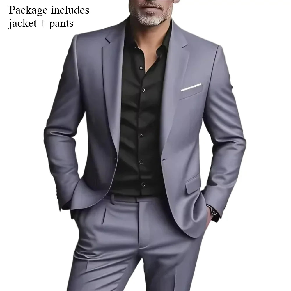 Men's 3 Piece Suit Set Wedding Solid Color Blazer Vest Pants Formal Business Dress Classic Tuxedo for Party Groomsmen