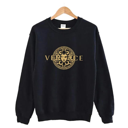 Men's autumn round neck sweatshirt set, luxurious printed simple casual sports set
