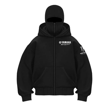 Yamaha Logo Men's Zip Hoodie Winter Warm Casual Sweatshirt with Hooded Face Mask Zipper Design Sports Jacket Outdoor Activities