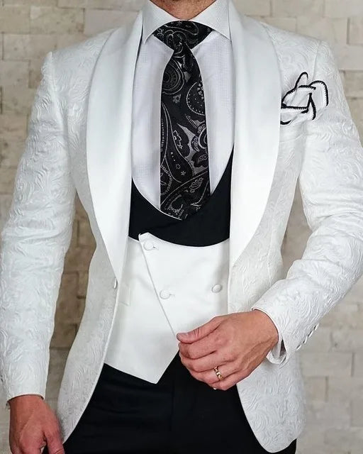 Men's Wedding Suit 2023 Italian Design Custom Black Smoking Tuxedo Jacket 3-piece Set (coat Vest Pants) Men's Groom Terno Suit