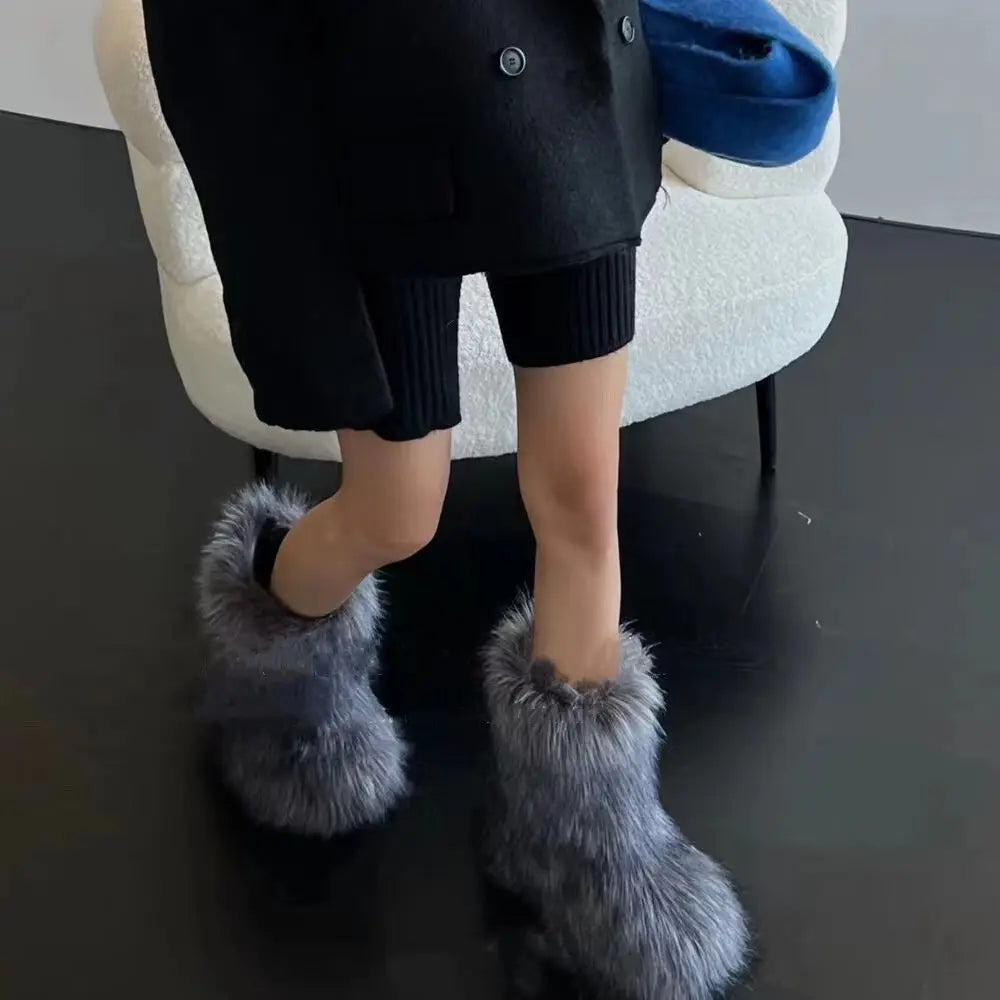 Bottes de Neige de Luxe en Fausse Fourrure EAEOVNI – Chaleur Extrême &amp; Style Hivernal Glamour