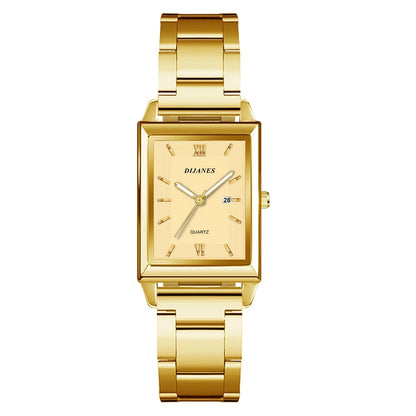 Top Brand Luxury Watches for Men Fashion Quartz Wristwatch Square Gold Stainless Steel Watch Band Business Clock Gold Watch