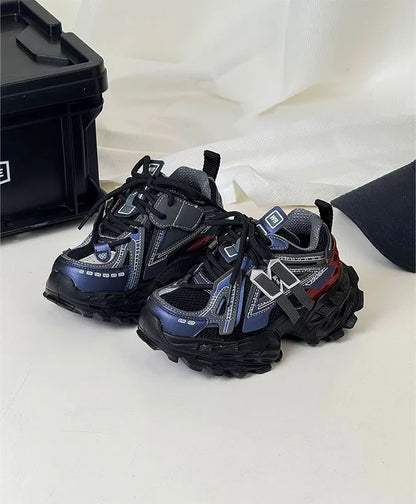 Thick-soled Children's Sports Shoes Autumn Leather Fashion Girl's Running Shoes Boys' Casual Shoes Lace-up Soft Sole Kids Shoes