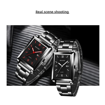 Top Brand Luxury Watches for Men Fashion Quartz Wristwatch Square Gold Stainless Steel Watch Band Business Clock Gold Watch